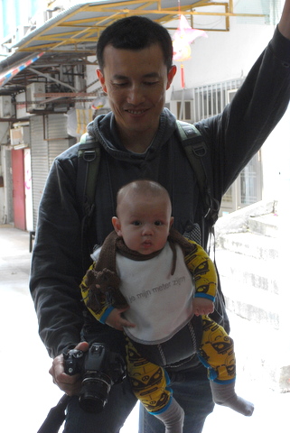 Dad and I visiting a silversmith at Sheung Wan